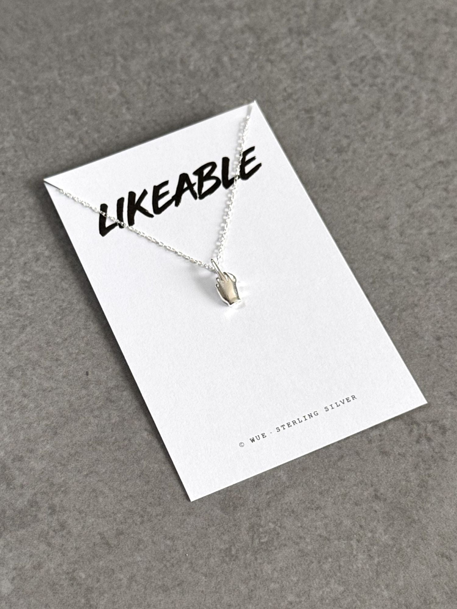 'Likeable' Sterling Silver Middle Finger Necklace