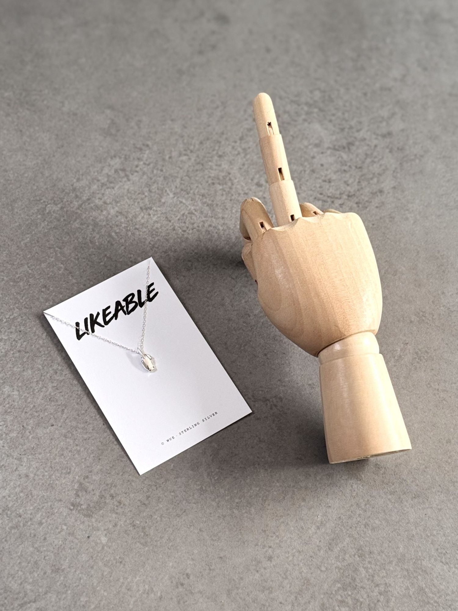 'Likeable' Sterling Silver Middle Finger Necklace