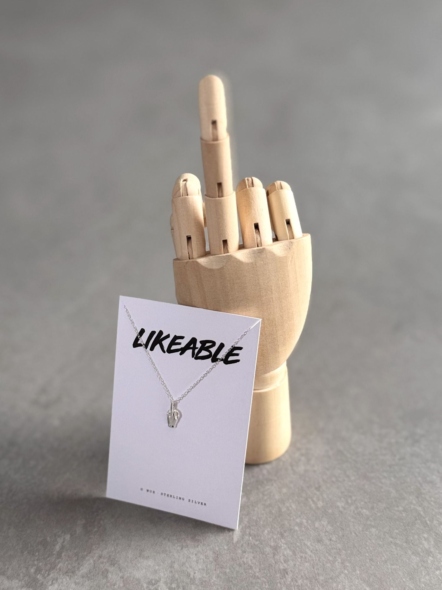 'Likeable' Sterling Silver Middle Finger Necklace