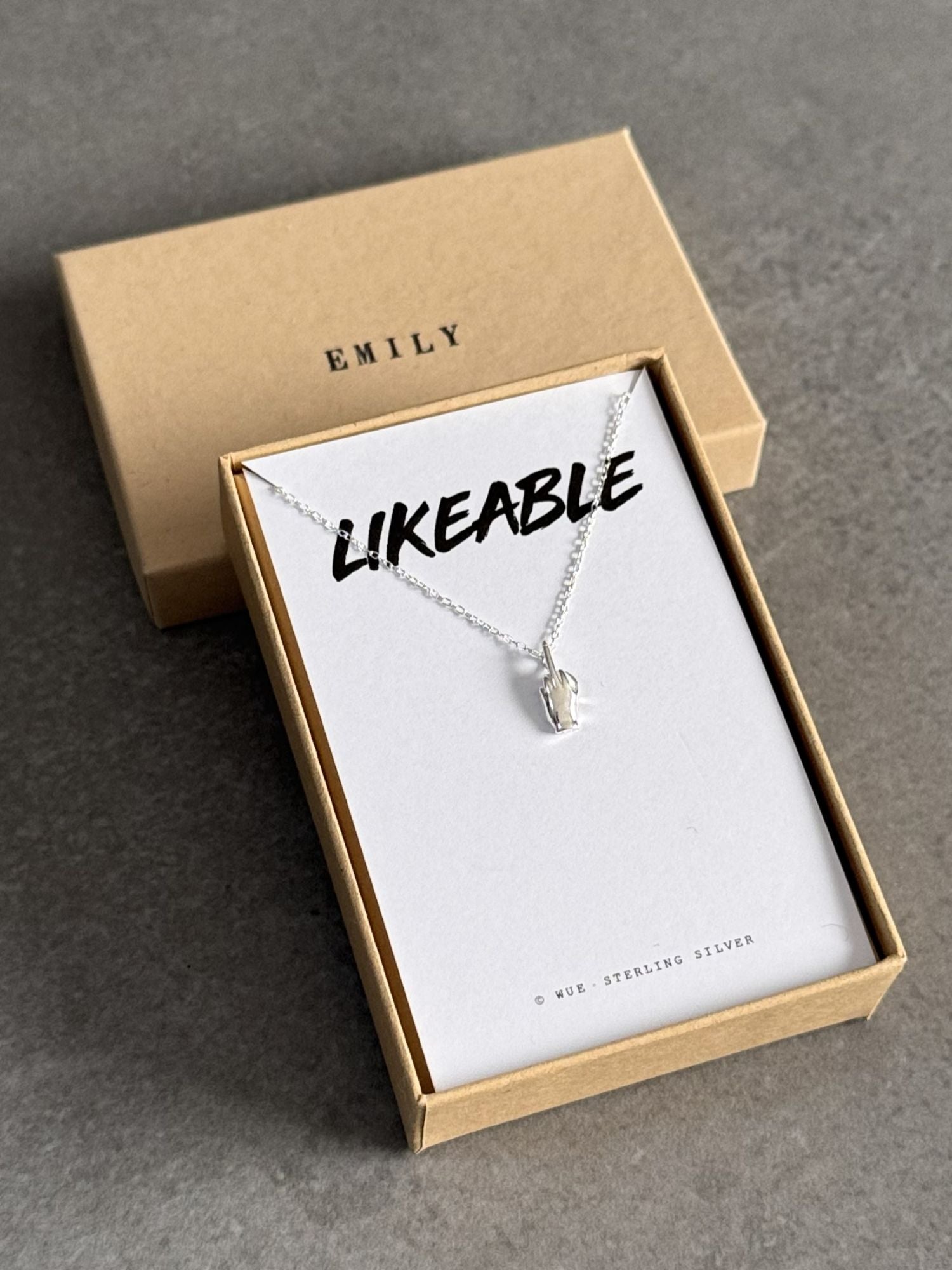 'Likeable' Sterling Silver Middle Finger Necklace