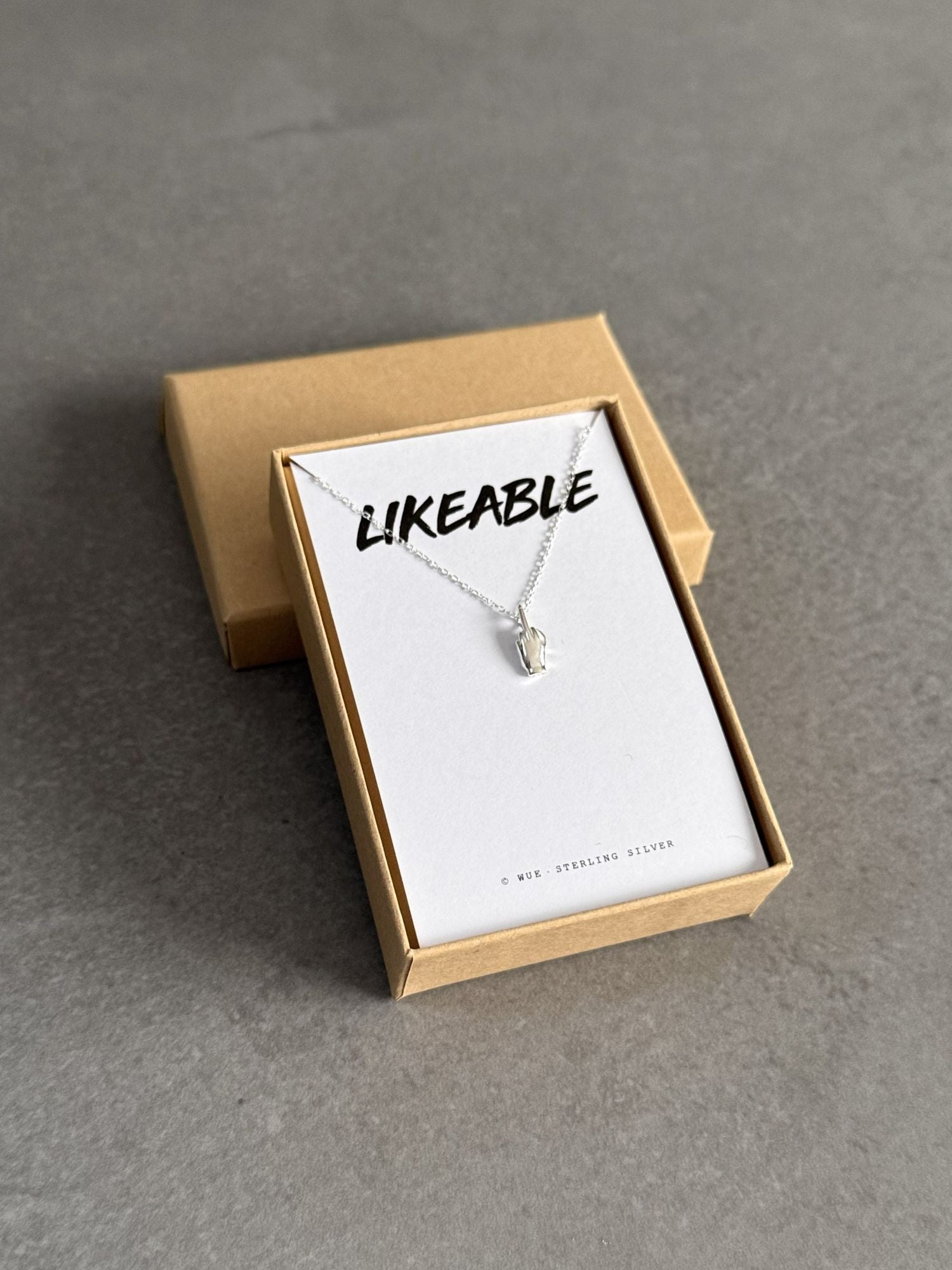 'Likeable' Sterling Silver Middle Finger Necklace
