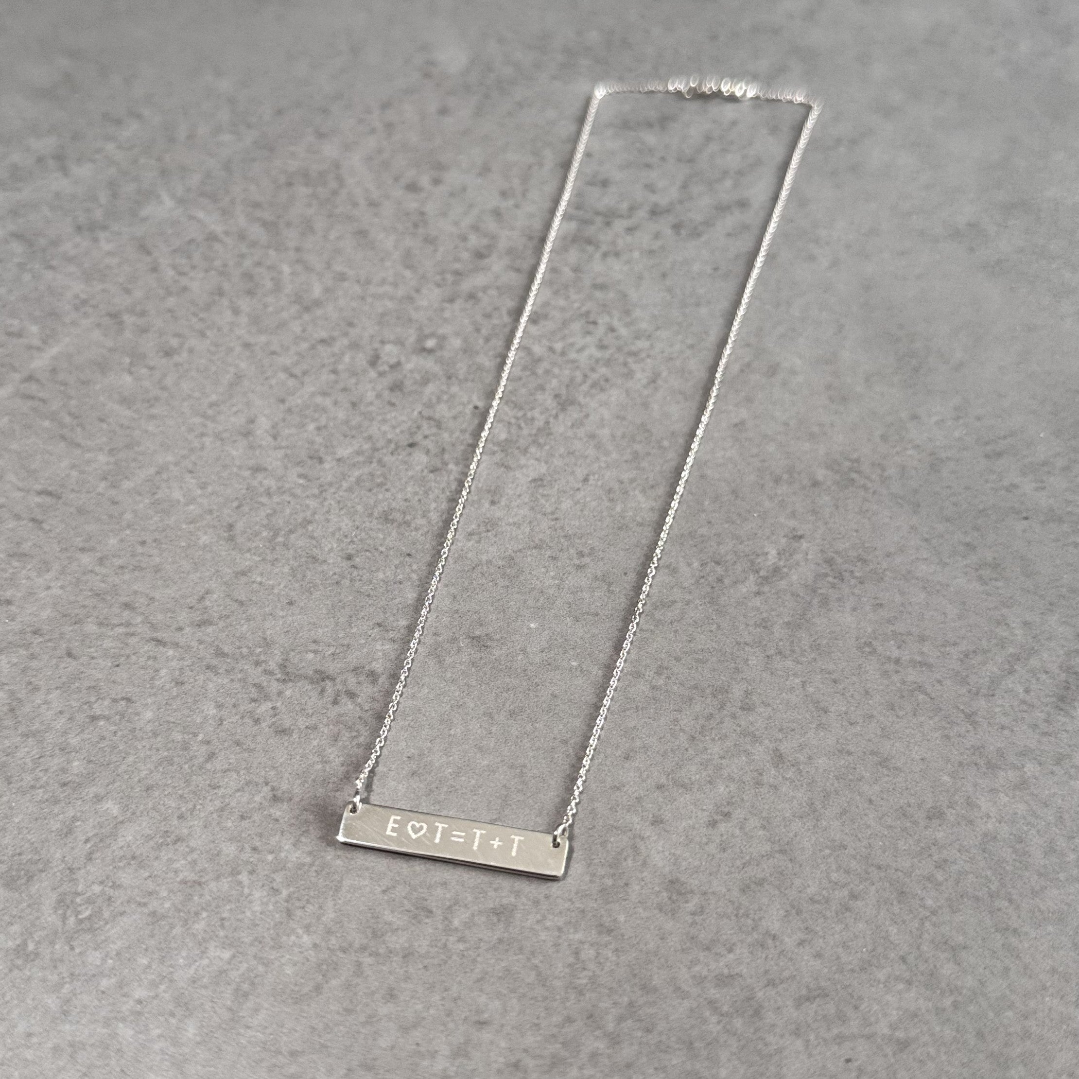 Mum + Dad = Kids Sterling Silver Bar Necklace