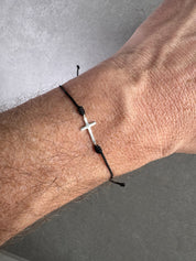 Cross Corded Bracelet | Sterling Silver & Nylon Cord