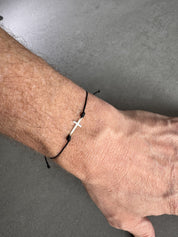 Cross Corded Bracelet | Sterling Silver & Nylon Cord