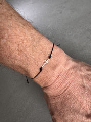Cross Corded Bracelet | Sterling Silver & Nylon Cord