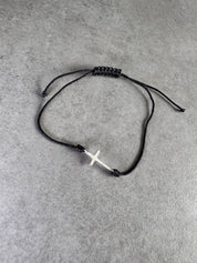 Cross Corded Bracelet | Sterling Silver & Nylon Cord