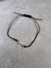 Cross Corded Bracelet | Sterling Silver & Nylon Cord