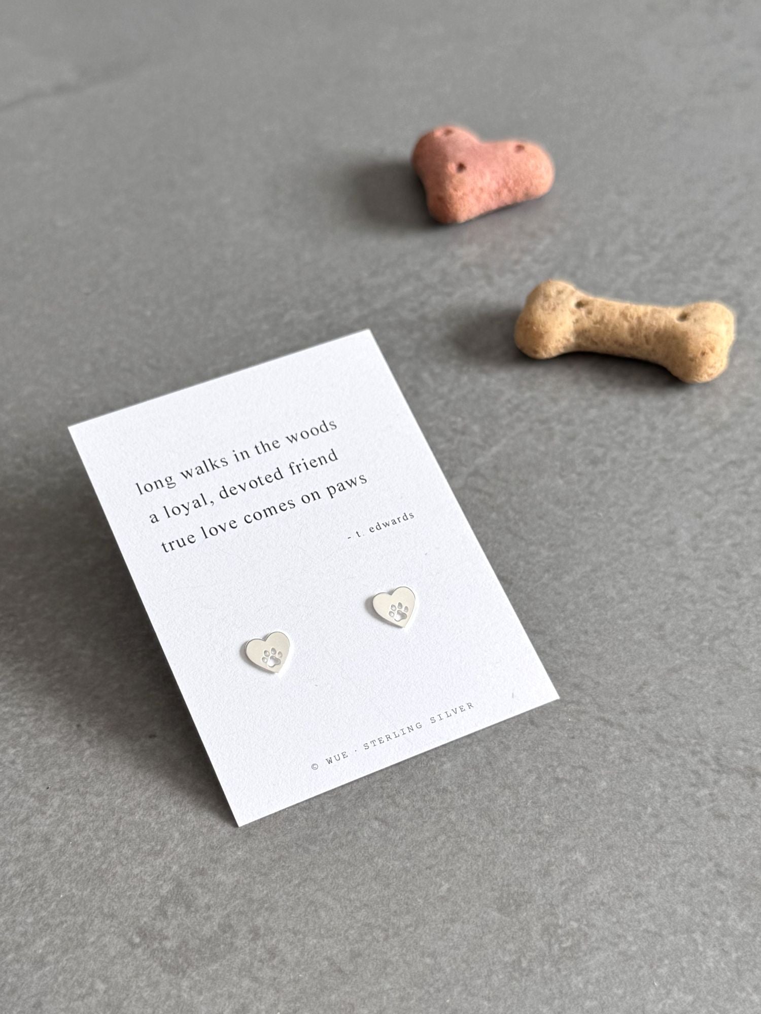 True Love Comes In Paws - Haiku Heart Paw Sterling Silver Earrings