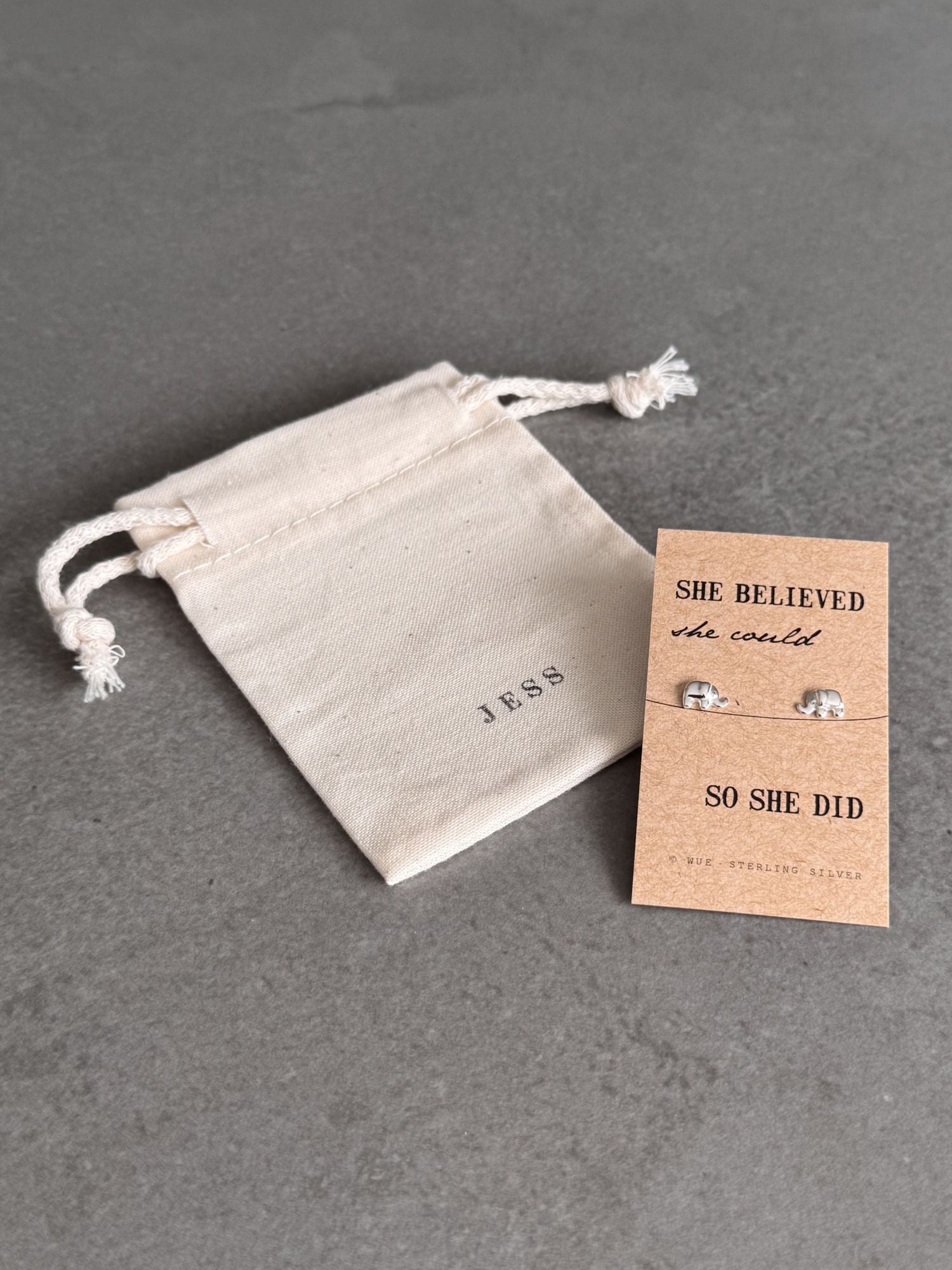 She Believed Elephant Earrings