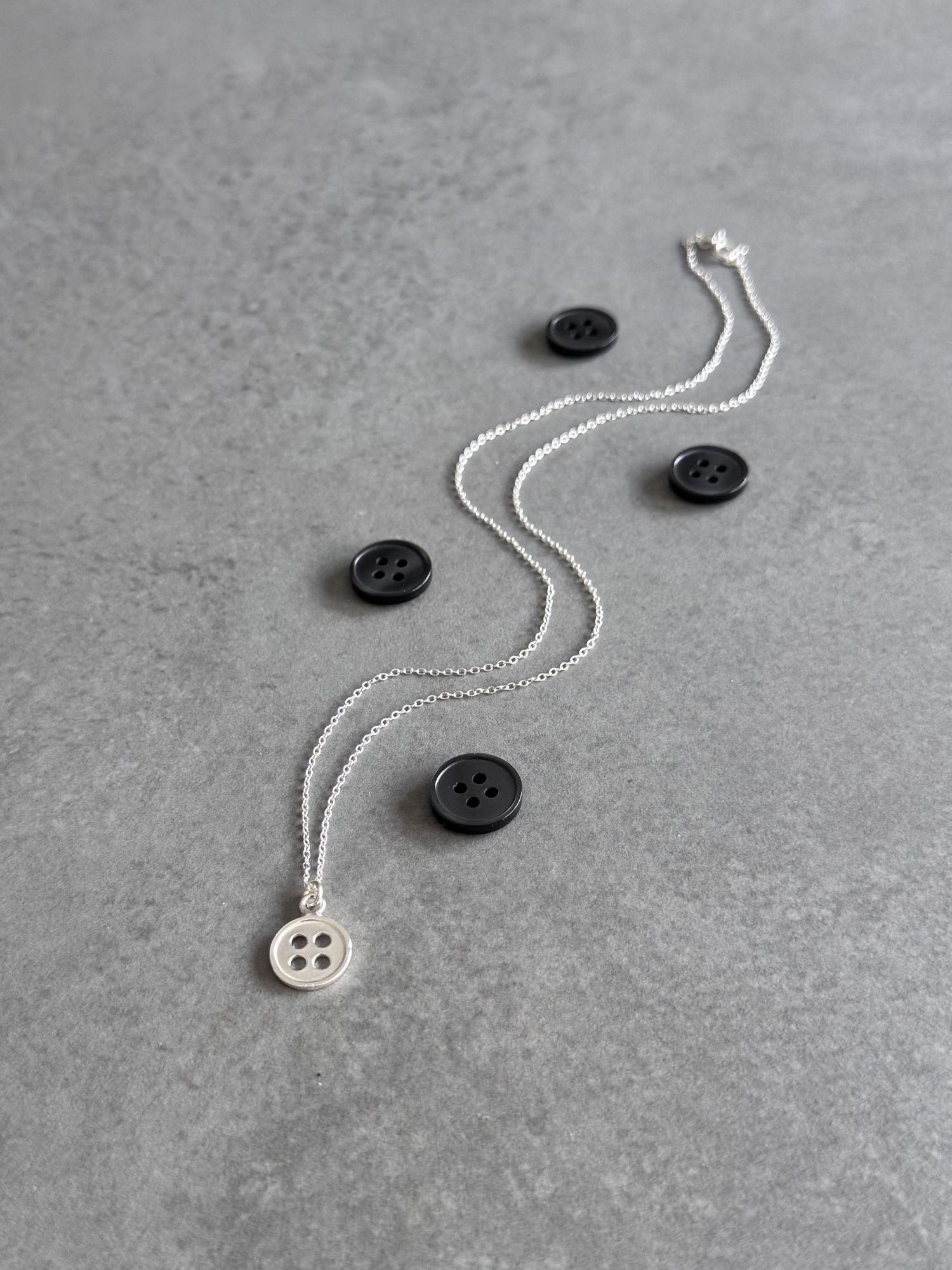 Thank You Mum Sterling Silver Button Necklace
