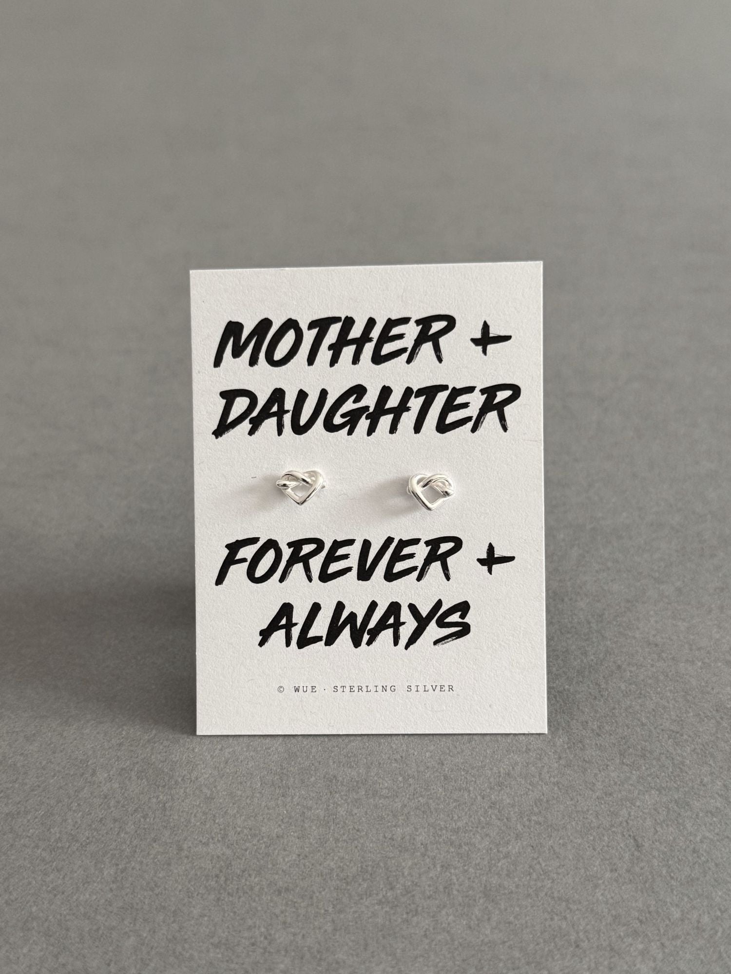 Mother + Daughter Sterling Silver Heart Knot Earrings