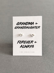 Grandma & Granddaughter Heart Knot Earrings - Sterling Silver & Gold Plated