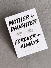 Mother + Daughter Sterling Silver Heart Knot Earrings