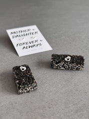 Mother + Daughter Sterling Silver Heart Knot Earrings