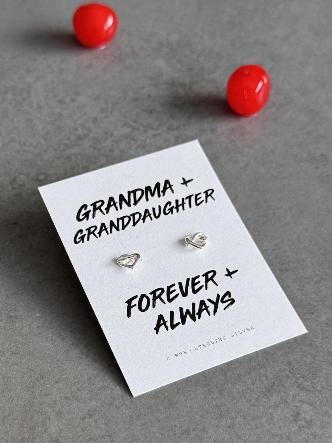 Grandma & Granddaughter Heart Knot Earrings - Sterling Silver & Gold Plated