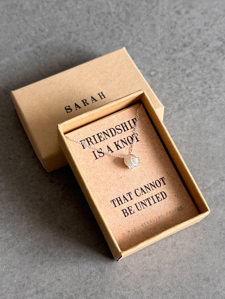 Sterling silver necklace in a gift box personalised with the name 'SARAH' 