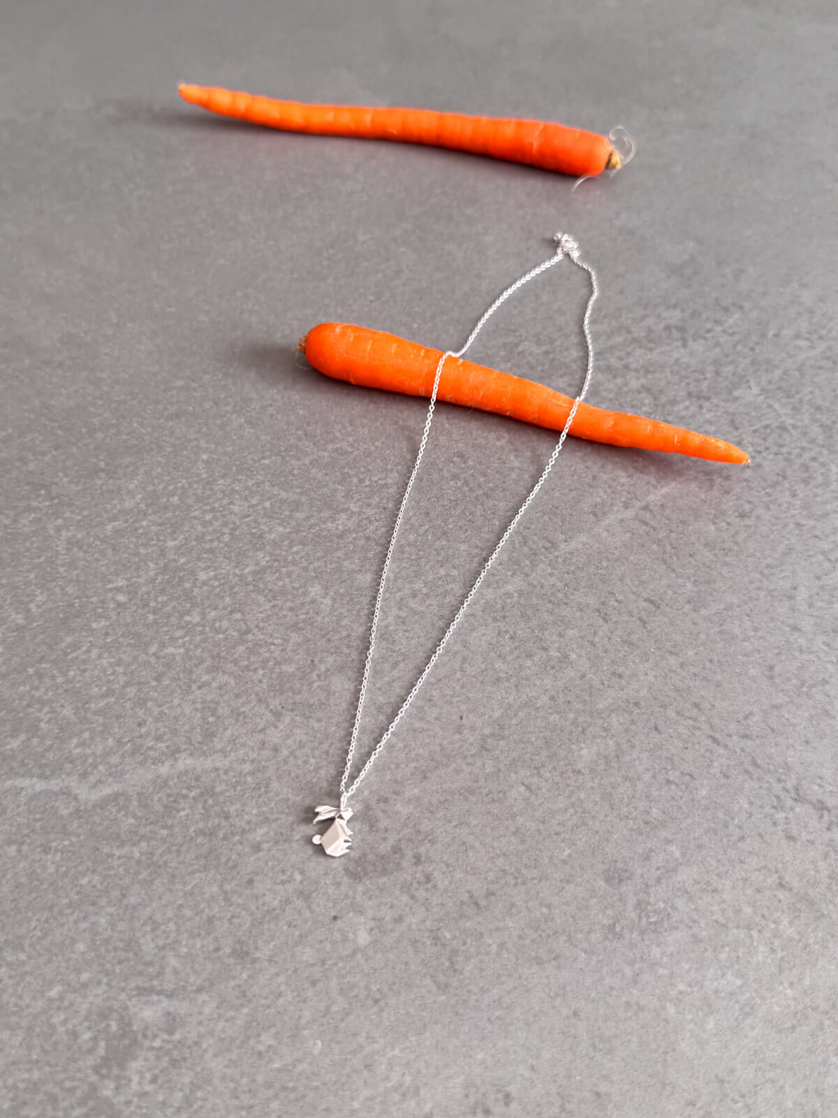 New Year Silver Rabbit Haiku Necklace