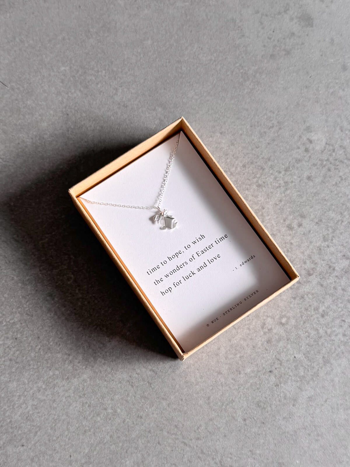 New Year Silver Rabbit Haiku Necklace