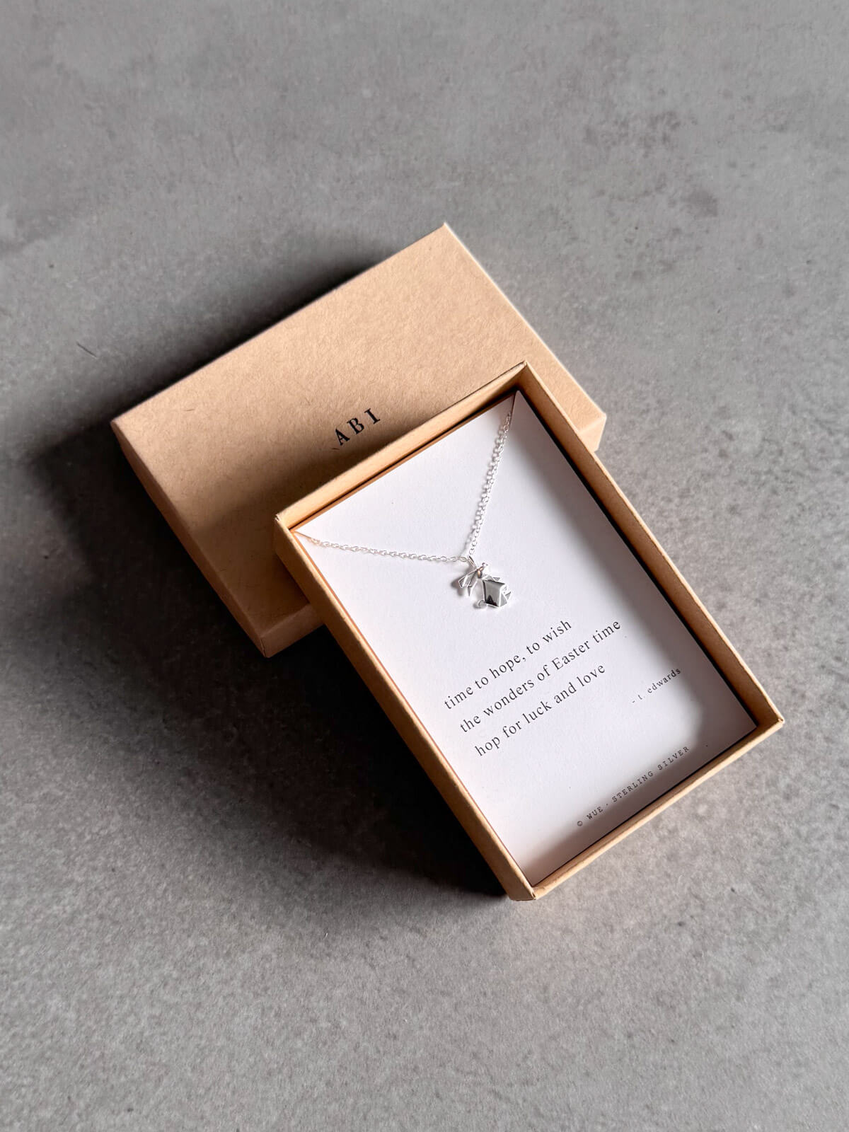 New Year Silver Rabbit Haiku Necklace