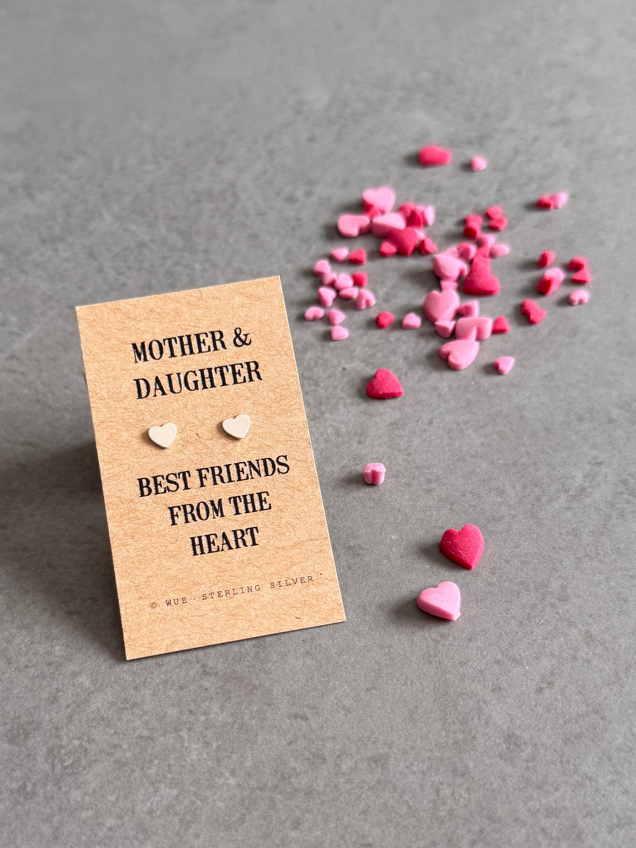 Mother & Daughter Sterling Silver Heart Earrings