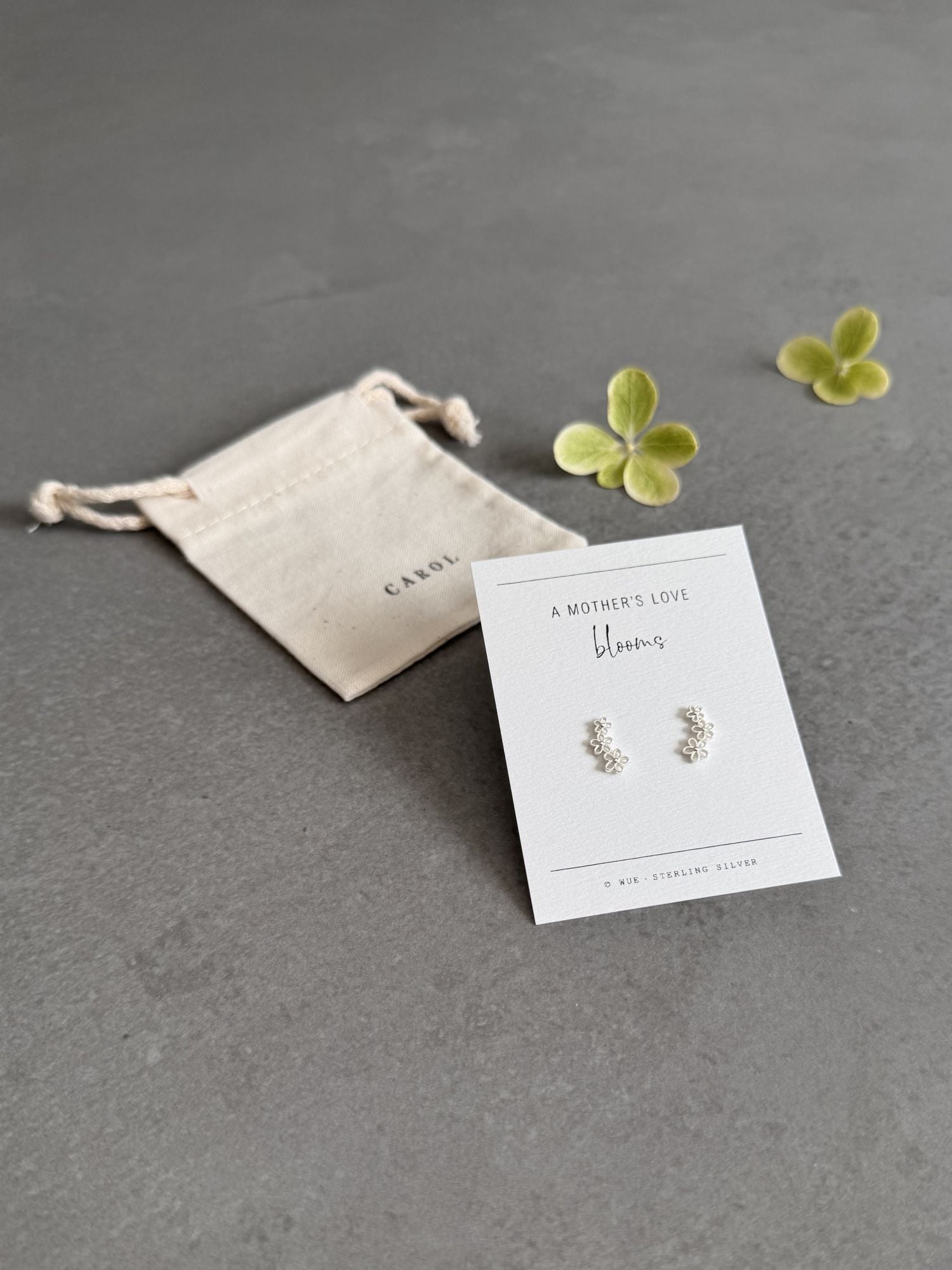 Mother's Love Sterling Silver Flower Climber Earrings