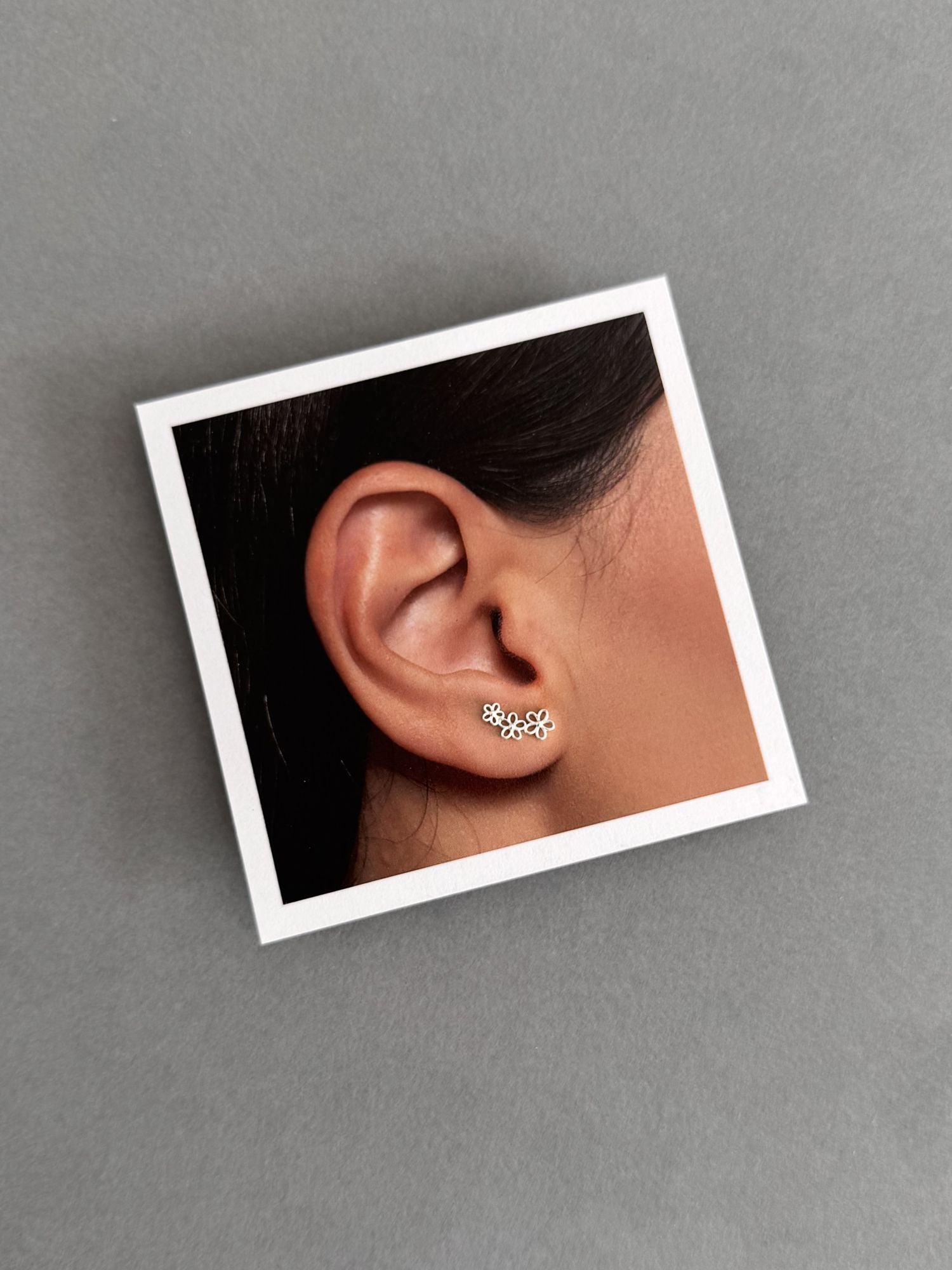 Mother's Love Sterling Silver Flower Climber Earrings
