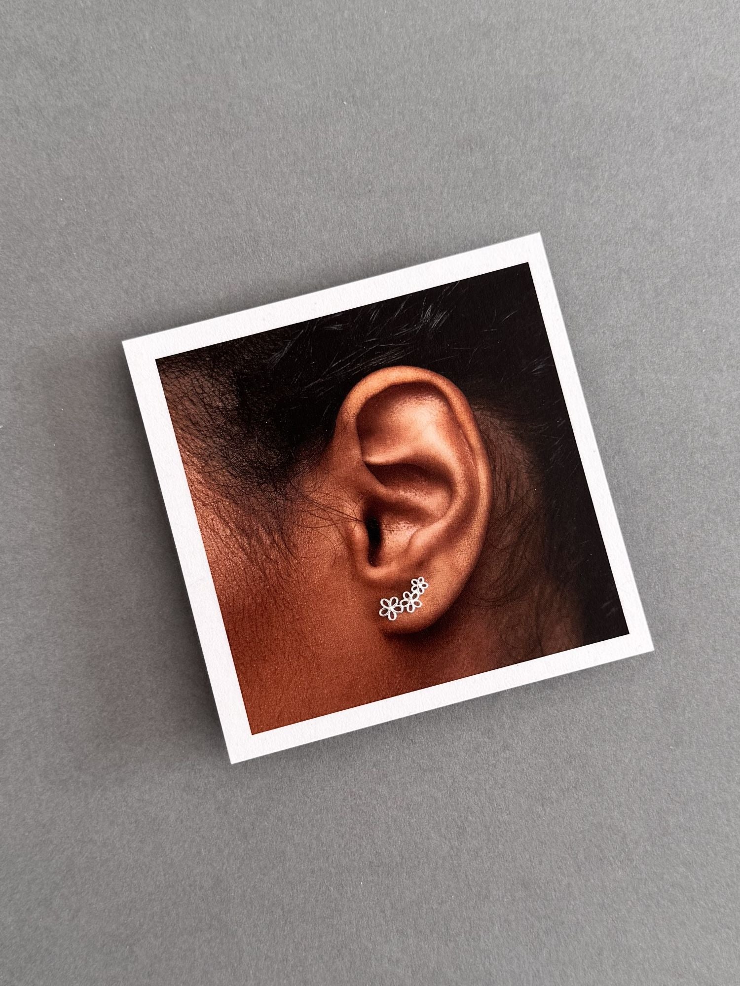 Mother's Love Sterling Silver Flower Climber Earrings