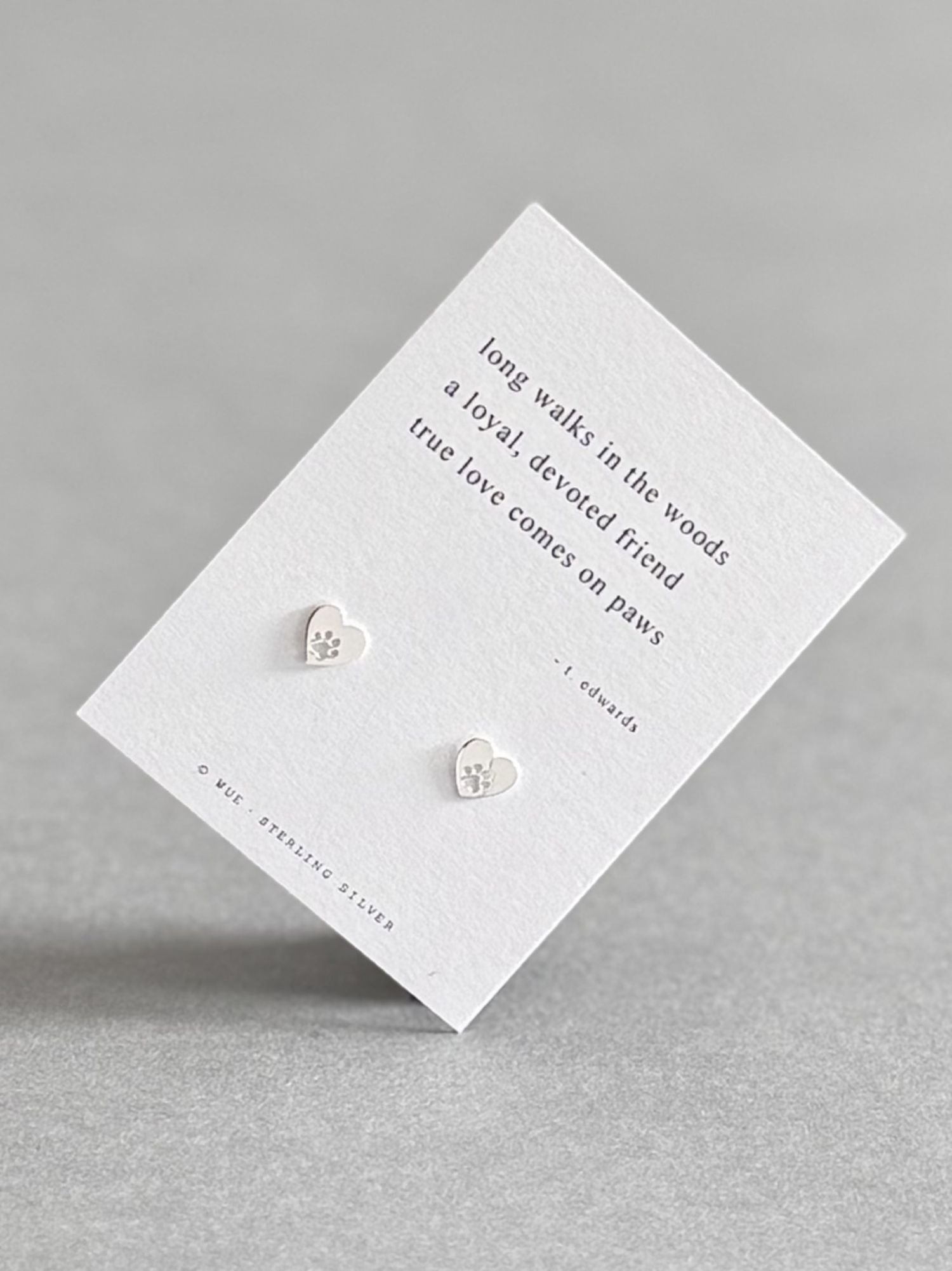True Love Comes In Paws - Haiku Heart Paw Sterling Silver Earrings