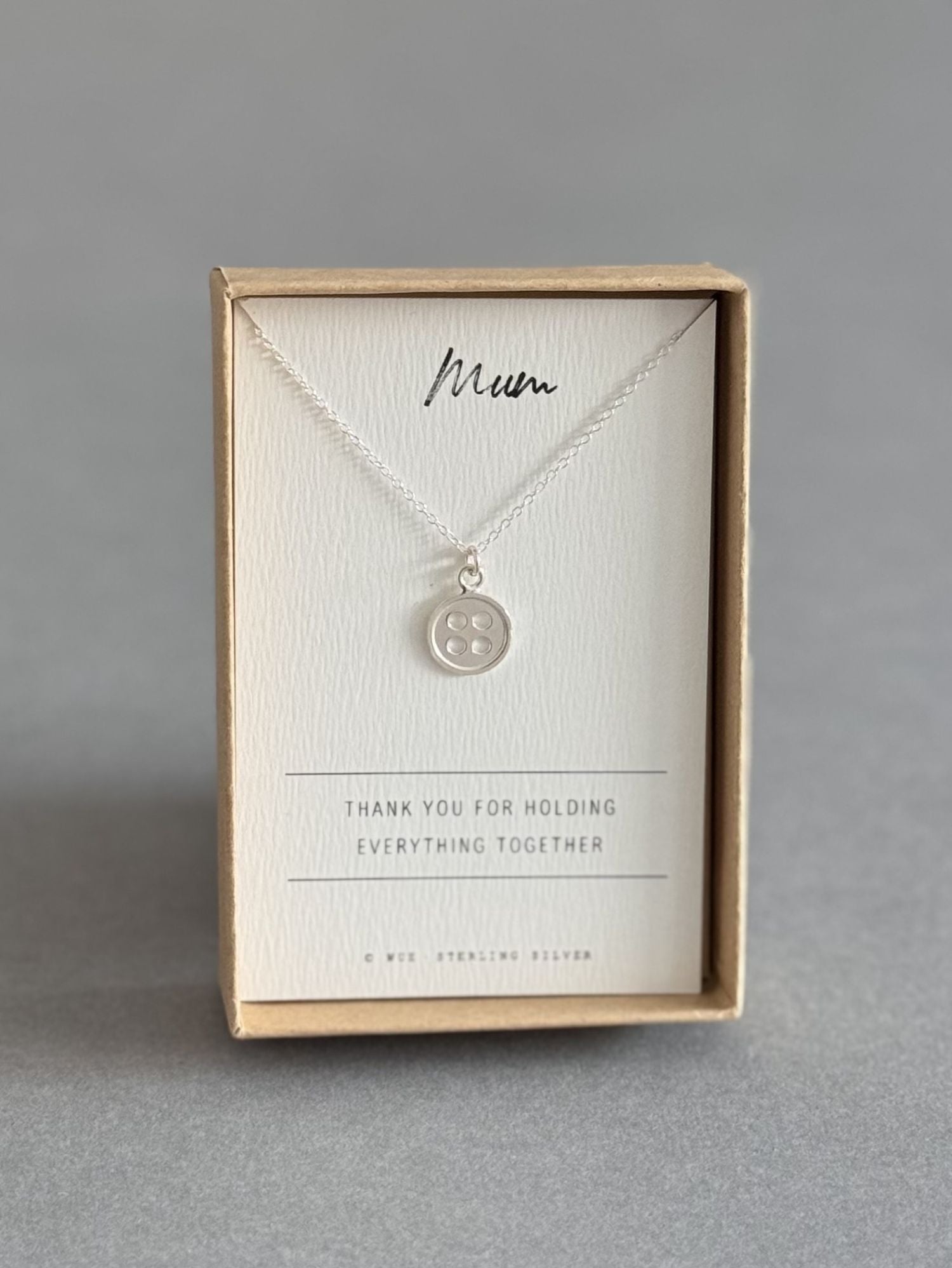 Thank You Mum Sterling Silver Button Necklace