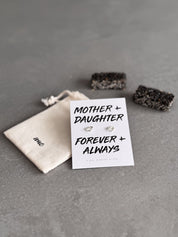 Mother + Daughter Sterling Silver Heart Knot Earrings