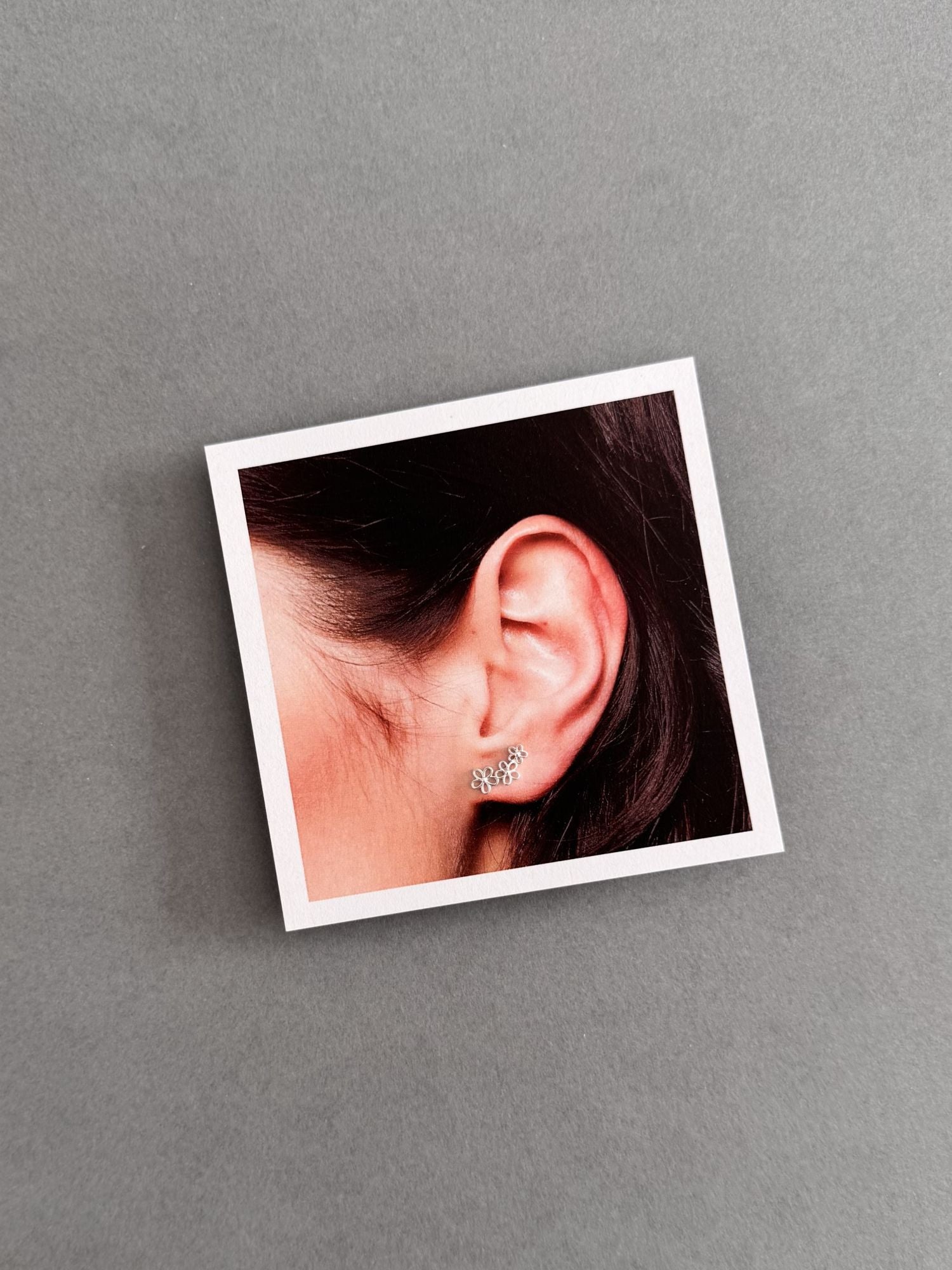 Mother's Love Sterling Silver Flower Climber Earrings