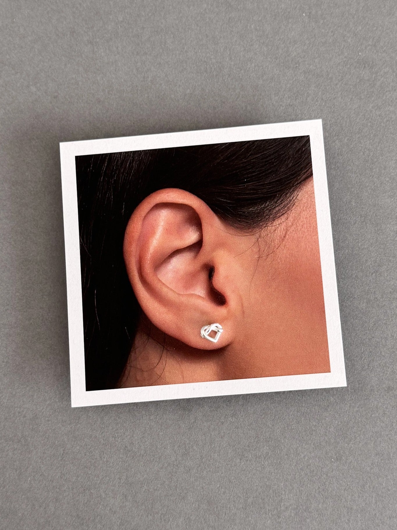 Mother + Daughter Sterling Silver Heart Knot Earrings