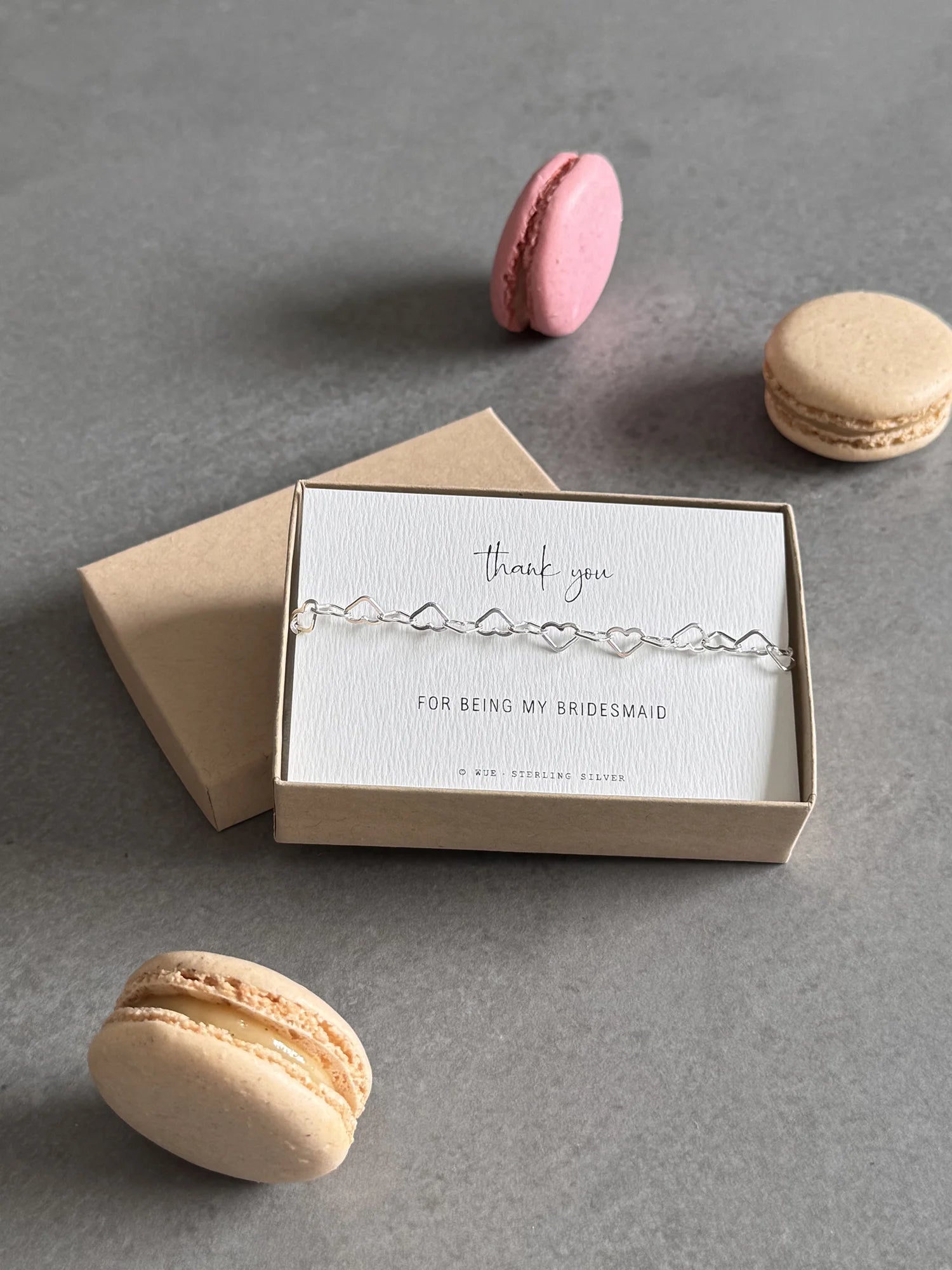 Thank You Bridesmaid Heart Bracelet