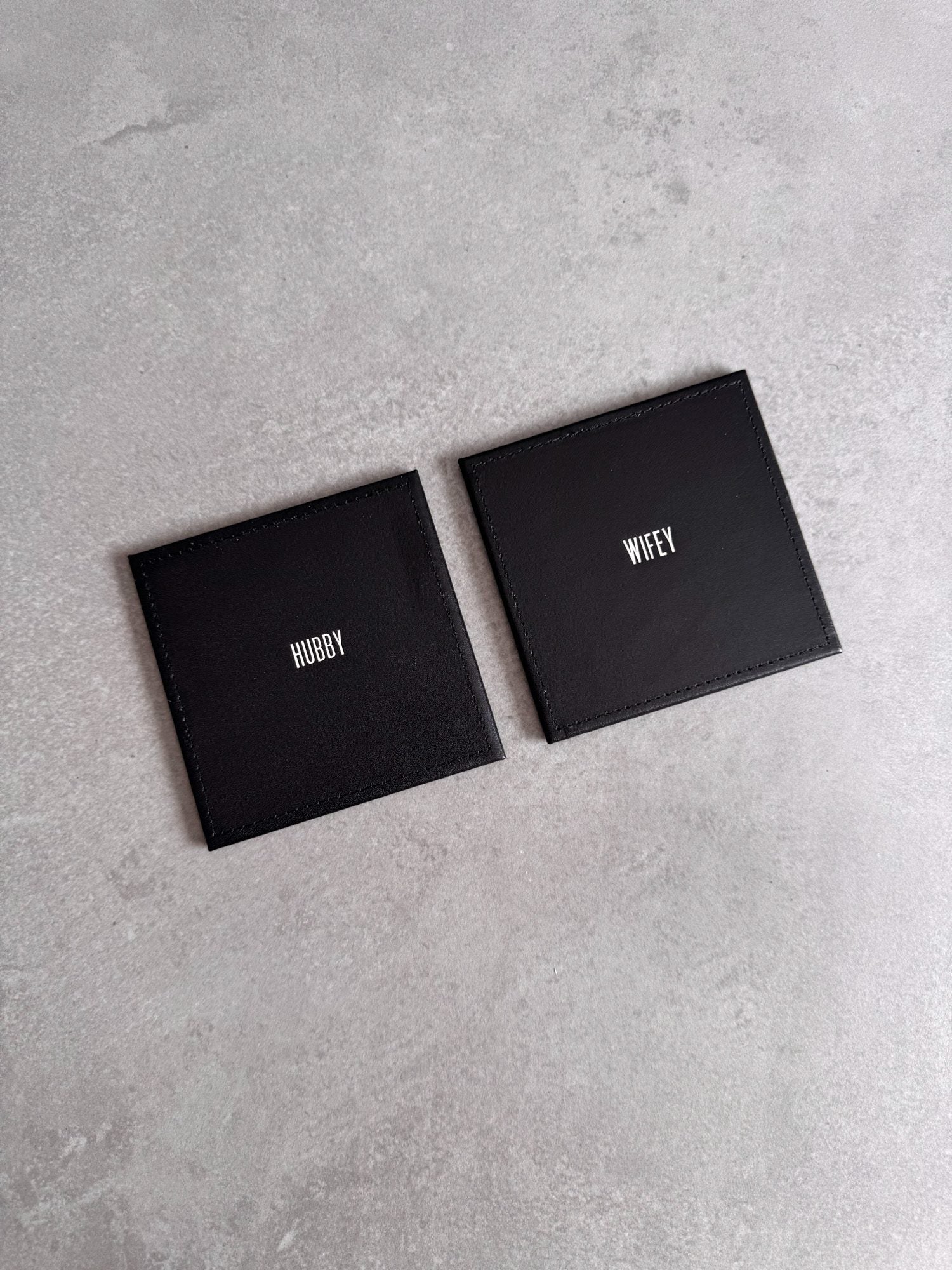 Hubby & Wife Leather Coaster