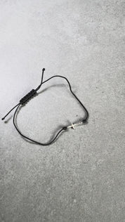 Cross Corded Bracelet | Sterling Silver & Nylon Cord